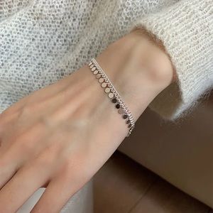 Sterling Silver Round Disc Tassels Bracelet!